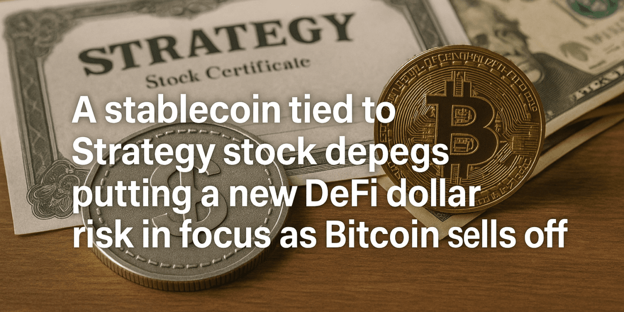 A stablecoin tied to Strategy stock depegs putting a new DeFi dollar risk in focus as Bitcoin sells off