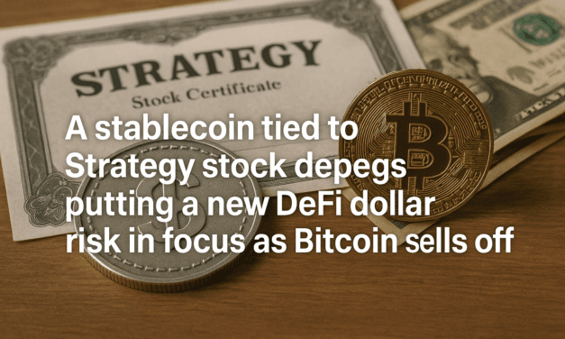 A stablecoin tied to Strategy stock depegs putting a new DeFi dollar risk in focus as Bitcoin sells off