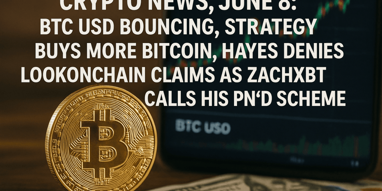 Crypto News, June 8: BTC USD Bouncing, Strategy Buys More Bitcoin, Hayes Denies LookOnChain Claims as ZachXBT Calls his Pn’D Scheme